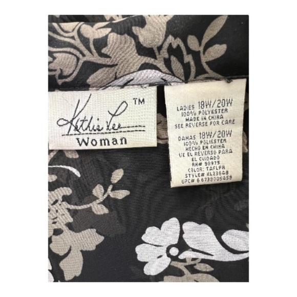 β¨ EUC KATHIE LEE WOMAN Floral Sheer Blouse w/ Black Tank | Womenβs Sz 18W/20W - Picture 11 of 12